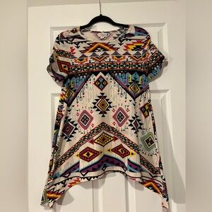 LuLaRoe Multicolor Geometric Short Sleeve Top